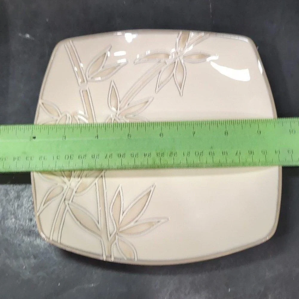 Florida‎ Marketplace Bamboo Design Salad Plates, Set of 4, Vintage Square Dishes